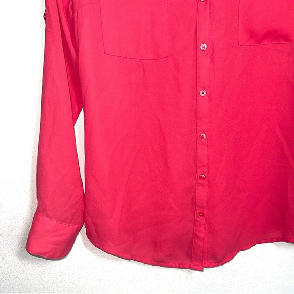 Express The Portofino Shirt Hot Pink Collared Button Down Blouse Small Women’s - Picture 4 of 10
